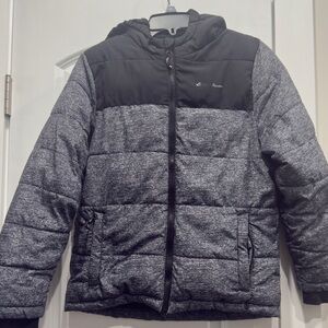 Black and Gray Kids Puffer Jacket